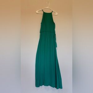 Emerald Green Halter Maxi Dress with Tie at Waist